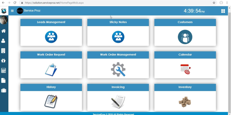 screenshot of Service Proz
